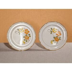 Two Salad Plates Spring Garden Hearthside Stoneware Hand Painted Made in Japan
